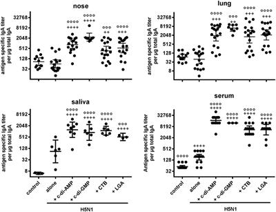 Mucosal Administration of Cycle-Di-Nucleotide-Adjuvanted Virosomes Efficiently Induces Protection against Influenza H5N1 in Mice